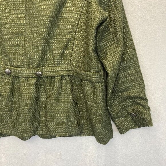 Coldwater Creek Green Tweed Blazer Jacket Womens 18 Academia Holiday Christmas - Picture 15 of 16